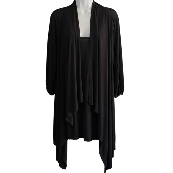 Soma Tops - Soma Lounge Wear Stretchy Flowy Top L Black Layered Modest Lagenlook Minimalist